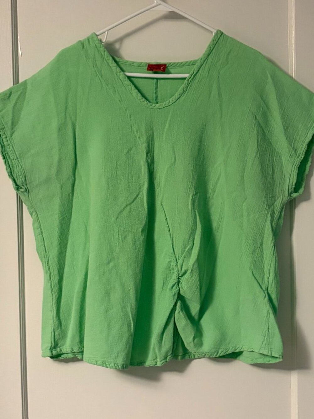 Oh My Gauze cotton gauze blouse size 3 = XXL lime green lagenlook oversized